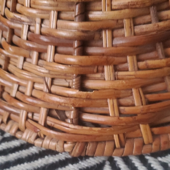 Vintage Small Woven Brown Rattan Lamp Shades – Set of 2 - Picture 7 of 11